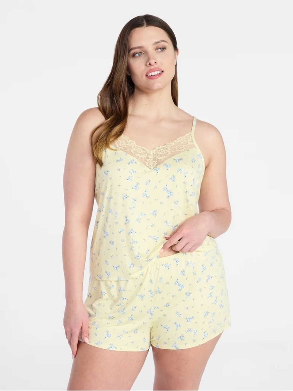 Joyspun Dreamy Soft Collection Lace Trim Knit Cami & Shorts Set Sz Small